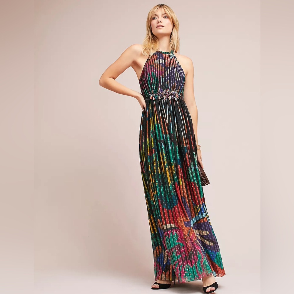Anthropologie Kalinka Maxi Dress with Beaded Waist